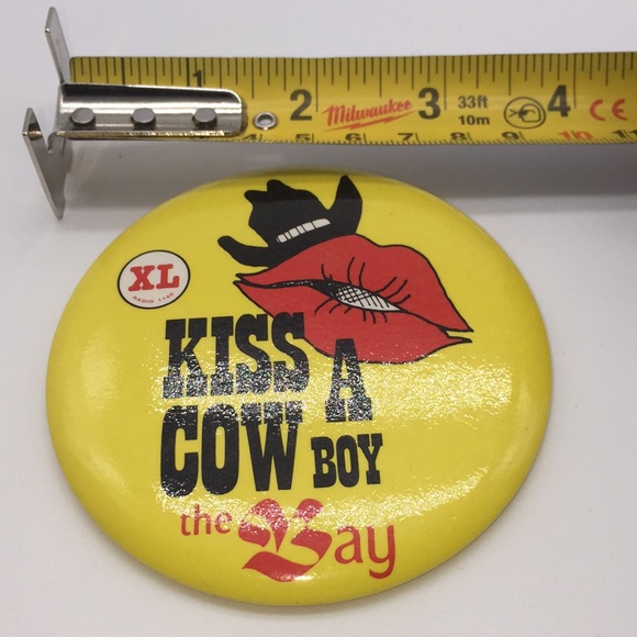 Kiss A Cow Boy The Bay Advertising Pinback Button - Picture 4 of 5